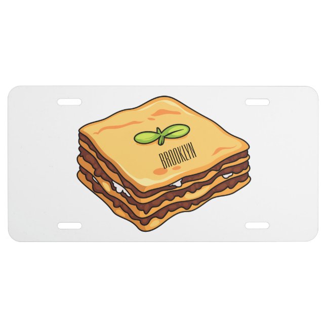 Lasagna cartoon illustration  license plate (Front)