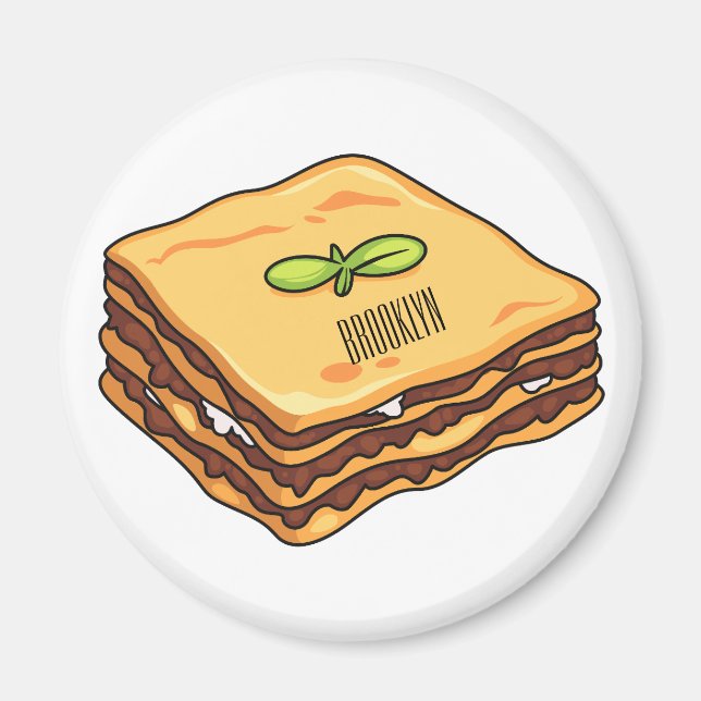 Lasagna cartoon illustration  magnet (Front)