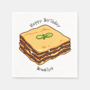 Lasagna cartoon illustration napkins
