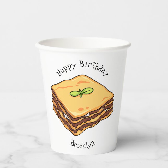 Lasagna cartoon illustration  paper cups (Front)