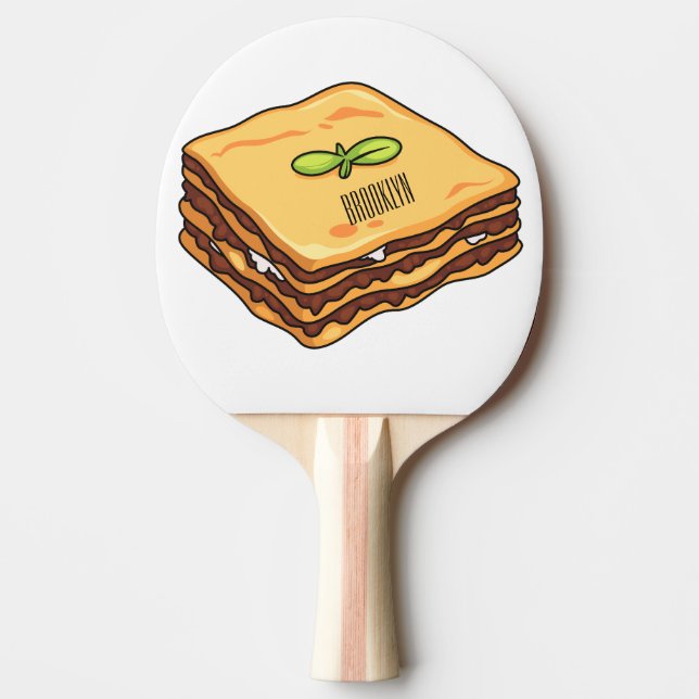 Lasagna cartoon illustration ping pong paddle (Front)