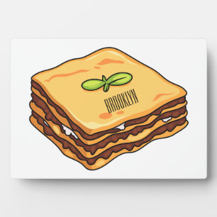 Lasagna cartoon illustration plaque