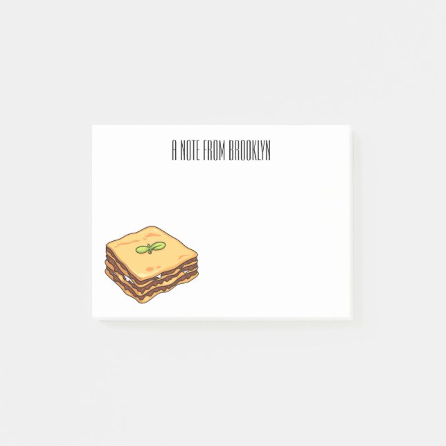 Lasagna cartoon illustration post-it notes (Front)