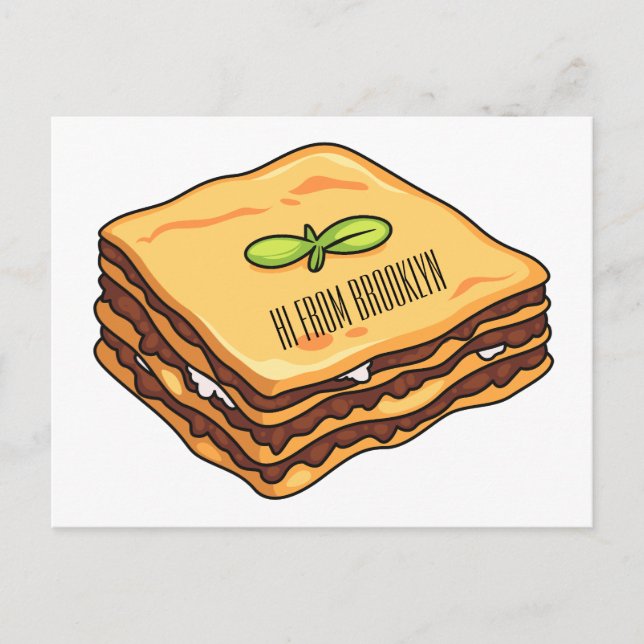 Lasagna cartoon illustration postcard (Front)