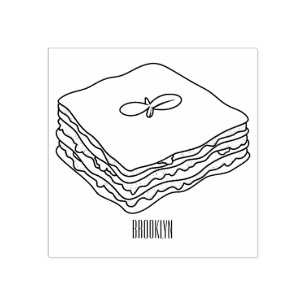 Lasagna cartoon illustration rubber stamp