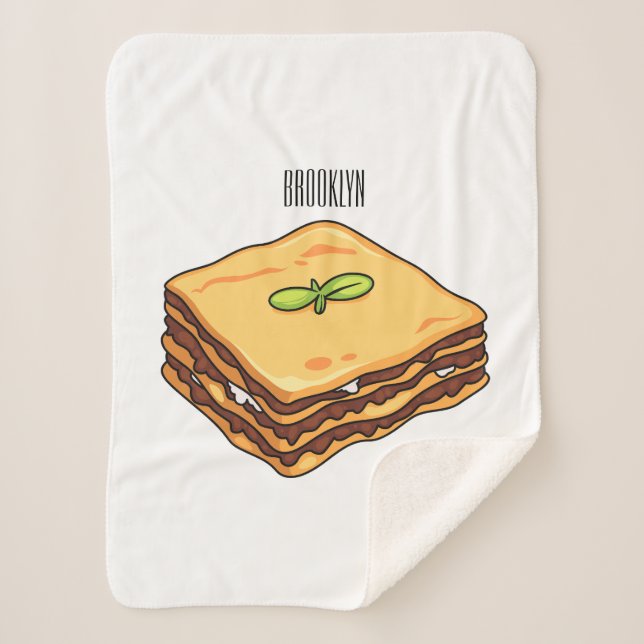 Lasagna cartoon illustration sherpa blanket (Front)
