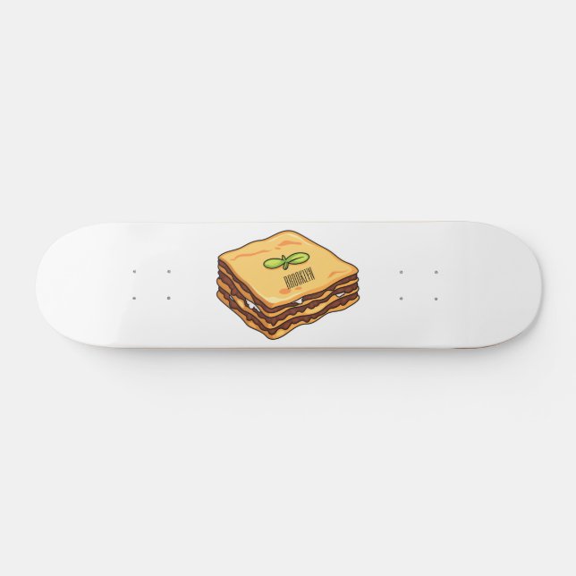 Lasagna cartoon illustration  skateboard (Horz)