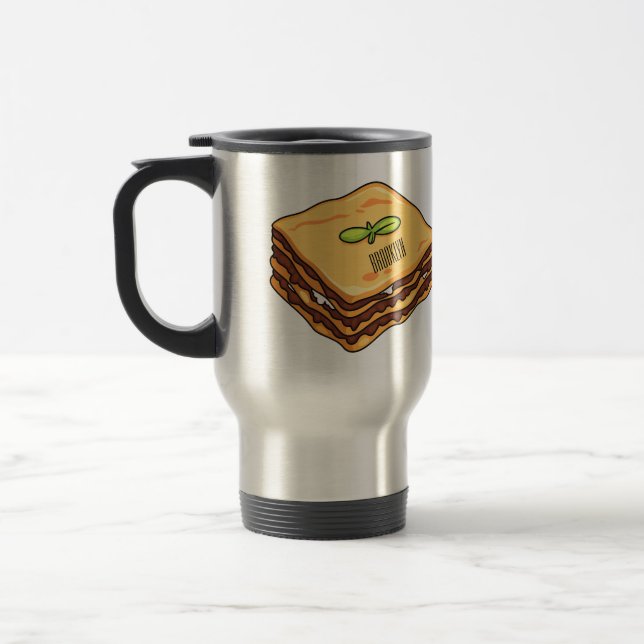 Lasagna cartoon illustration  travel mug (Left)