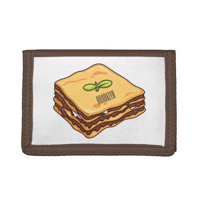 Lasagna cartoon illustration trifold wallet (Front)