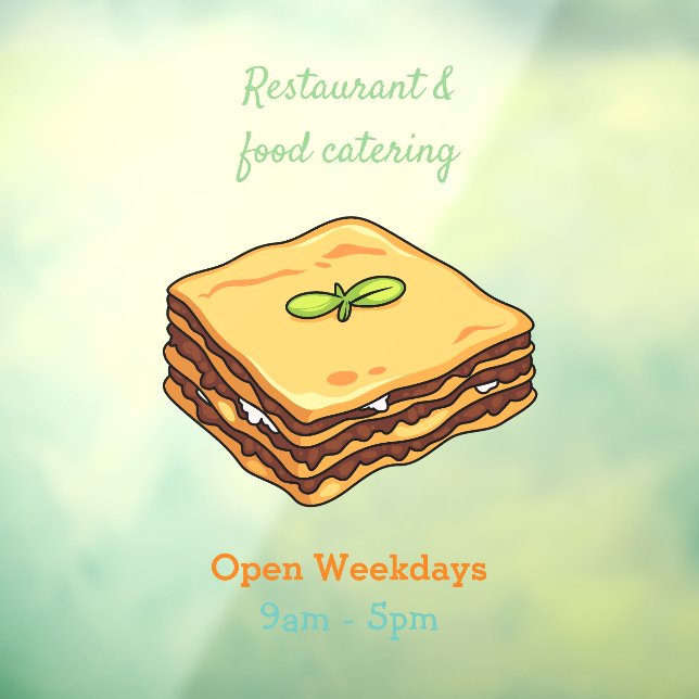 Lasagna cartoon illustration window cling (Sheet 3)