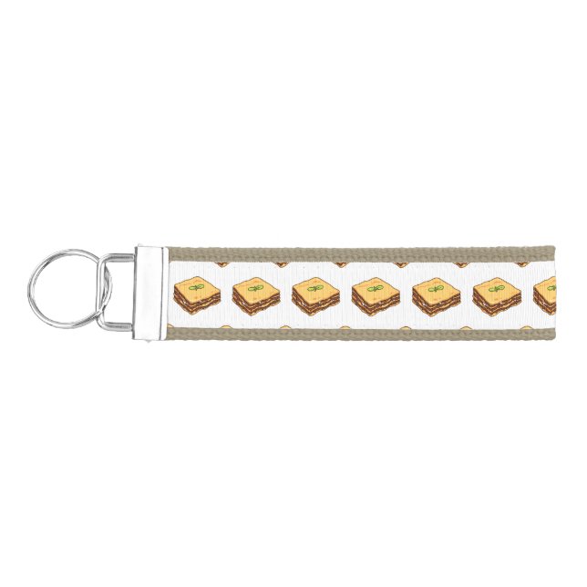 Lasagna cartoon illustration wrist keychain (Keys on Left)