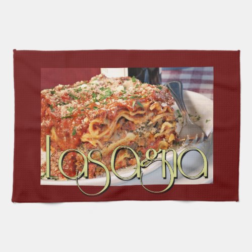 Lasagna Dinner at Italian Restaurant Kitchen Towel