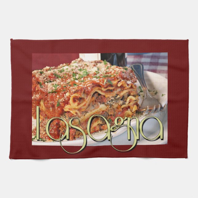 Lasagna Dinner at Italian Restaurant Kitchen Towel (Horizontal)