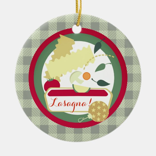 Lasagna Italian food Christmas tree ornament (Front)