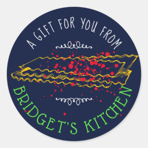 Lasagna pasta personalized from the kitchen of classic round sticker