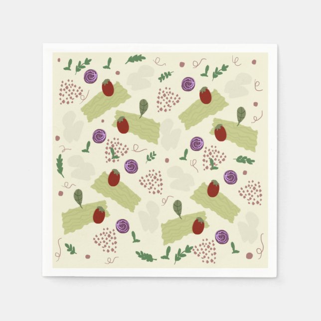 Lasagna Soup Pizza Restaurant Cheese Spaghetti    Napkins (Front)