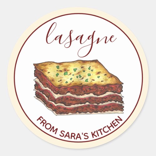 Lasagne Lasagna Italian American Cooking Food Classic Round Sticker