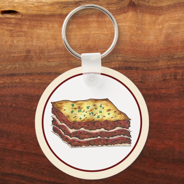 Lasagne Lasagna Italian American Cooking Food Keychain (Front)