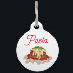Lasagne Lasagna Pasta Italy Italian American Food Pet ID Tag<br><div class="desc">Foodie design features an original marker illustration of classic Italian eggplant (aubergine) parmesan with spaghetti,  marinara sauce,  mozzarella cheese,  and fresh herbs,  on a bed of spaghetti pasta. Ideal for your favorite foodie,  cook,  fan of Italian restaurants,  or lover of Italy or Italian American cuisine.</div>