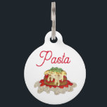 Lasagne Lasagna Pasta Italy Italian American Food Pet ID Tag<br><div class="desc">Foodie design features an original marker illustration of classic Italian eggplant (aubergine) parmesan with spaghetti,  marinara sauce,  mozzarella cheese,  and fresh herbs,  on a bed of spaghetti pasta. Ideal for your favorite foodie,  cook,  fan of Italian restaurants,  or lover of Italy or Italian American cuisine.</div>