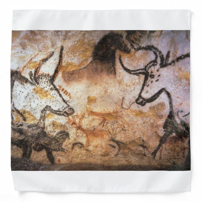 Lascaux Bulls Buffalo Cave Painting Bandana (Front)