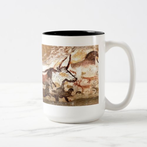 Lascaux Cave Painting Bulls version II Two_Tone Coffee Mug