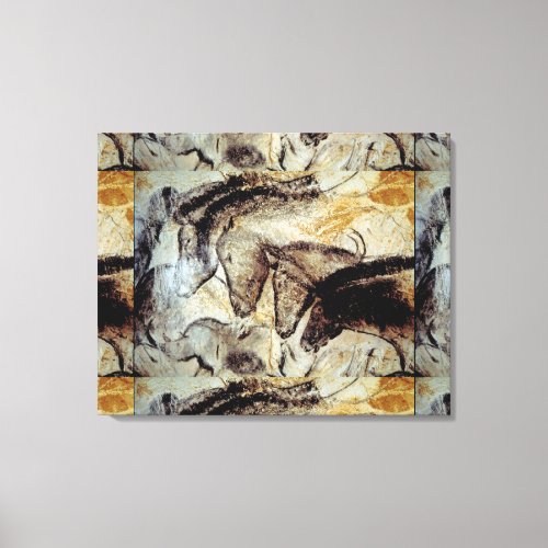 Lascaux Cave Painting of Horses on Canvas