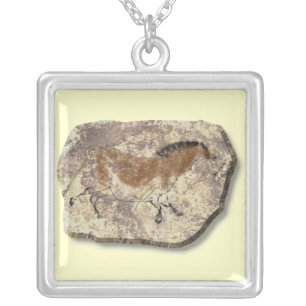 Lascaux  Horse stone Silver Plated Necklace