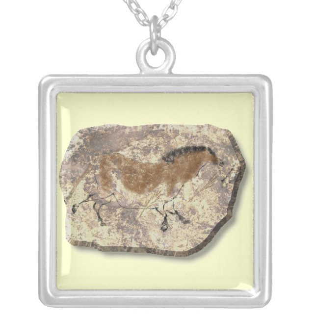 Lascaux  Horse stone Silver Plated Necklace (Front)