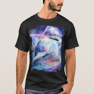 Laser Beam Eyes Shark In Space Galaxy Sharks T-Shirt