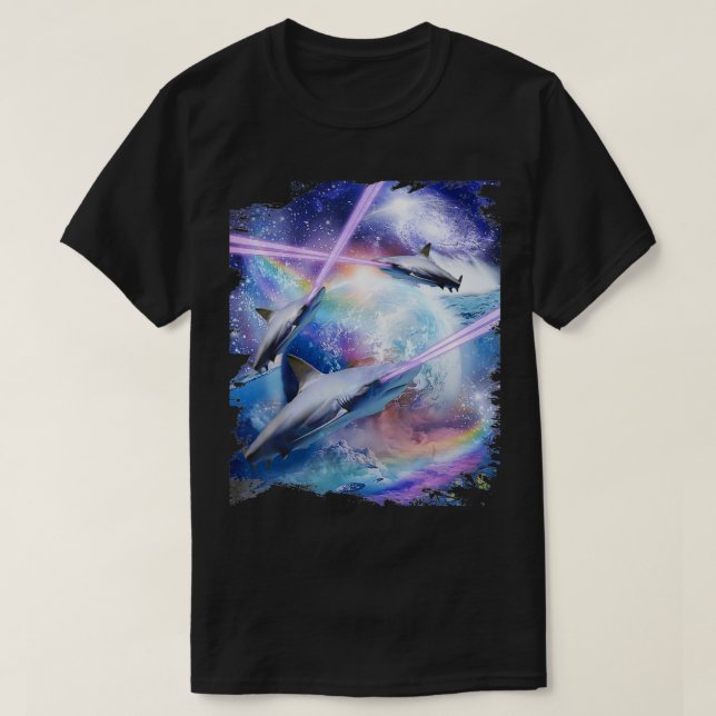 Laser Beam Eyes Shark In Space, Galay Sharks  T-Shirt (Design Front)