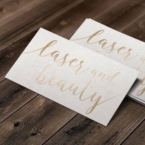 Laser  Beauty Esthetician Elegant Gold Script Business Card