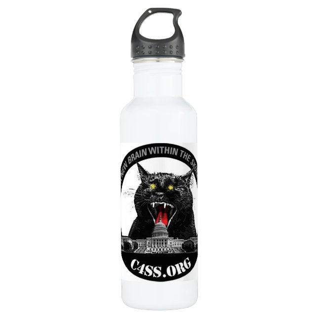Laser cat for C4SS Domination of Hydration Stainless Steel Water Bottle (Front)
