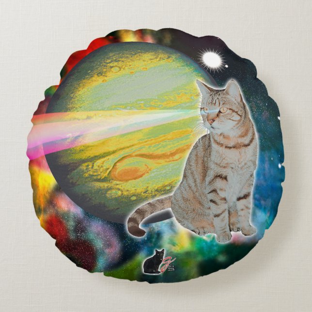 Laser-Cat Mossbody  Round Pillow (Front)