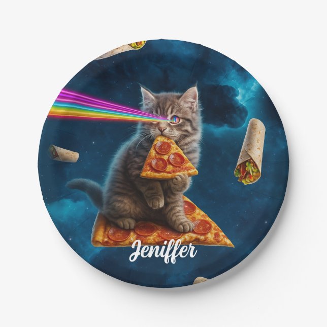 Laser Cat Pizza Party                              Paper Plates (Front)