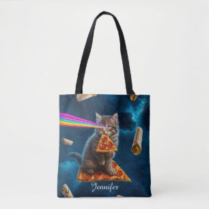 Laser Cat Pizza Party Tote Bag