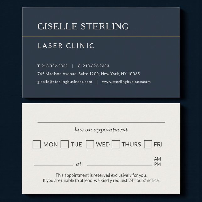 Laser Clinic Office Appointment Reminder Business Card (Creator Uploaded)