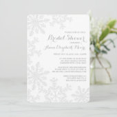 Laser Cut Silver Snowflakes Winter Bridal Shower Invitation (Standing Front)