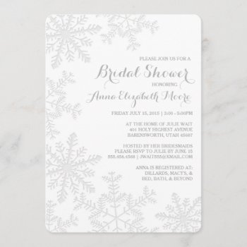 Laser Cut Silver Snowflakes Winter Bridal Shower Invitation by ModernMatrimony at Zazzle