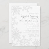 Laser Cut Silver Snowflakes Winter Bridal Shower Invitation (Front/Back)