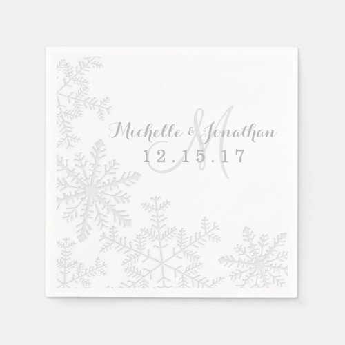Laser Cut Silver Snowflakes Winter Wedding Napkin