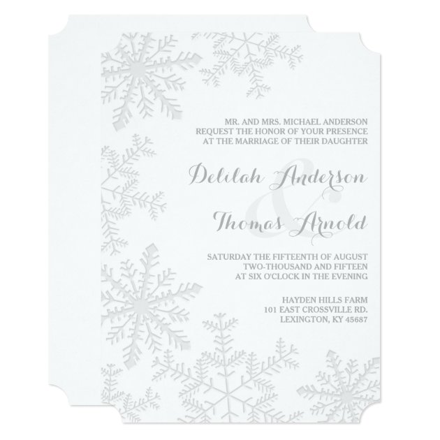 Laser-Cut Snowflakes Elegant Winter Wedding Invite