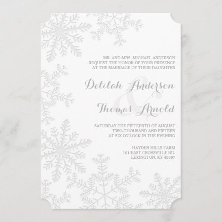 Laser-cut Snowflakes Elegant Winter Wedding Invite