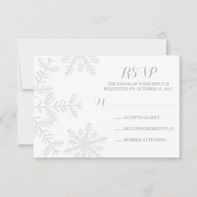 Laser-Cut Snowflakes Elegant Winter Wedding RSVP (Front)
