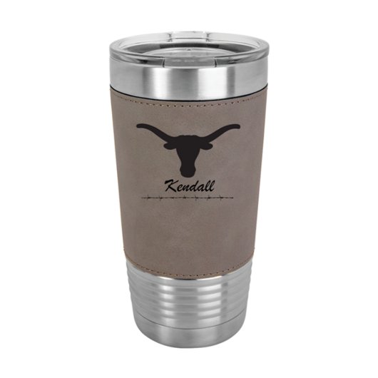Laser Engraved 20 oz. Leatherette & Steel Tumbler (Front)