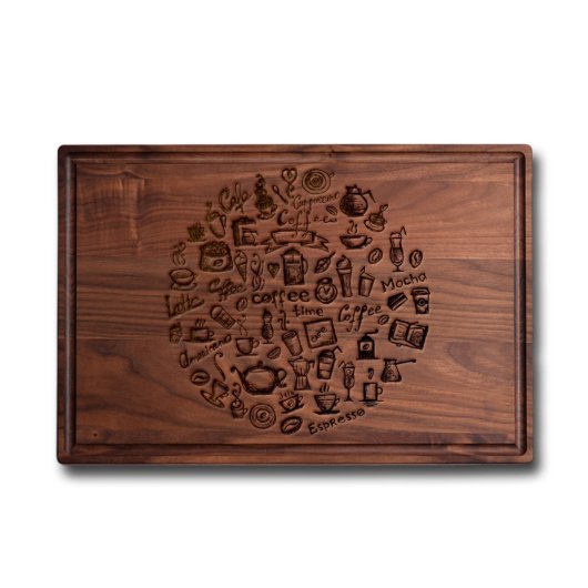 Laser Engraved Cutting Board w/Whimsical Design (Front)
