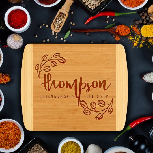 Laser Engraved Decorative Bamboo Cutting Board (Front)