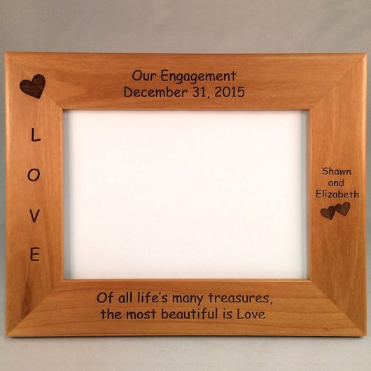 Laser Engraved Engagement Picture Frame 9.5 x 7.5 (Front)