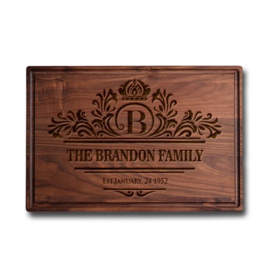 Laser Engraved "Family Name" Cutting Board (Front)