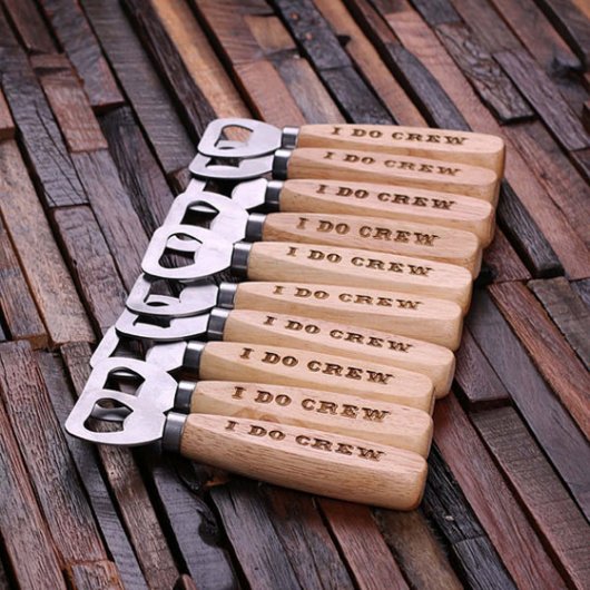Laser Engraved Light Wood and Metal Bottle Opener (Showing Several)